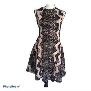 love, FIRE Black & Cream Lace Sleeveless Dress - M